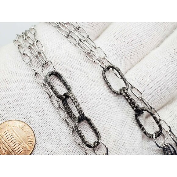 Itaor Designer Oval Station Link Chain Necklace 14k White Gold 32" - Picture 4 of 5